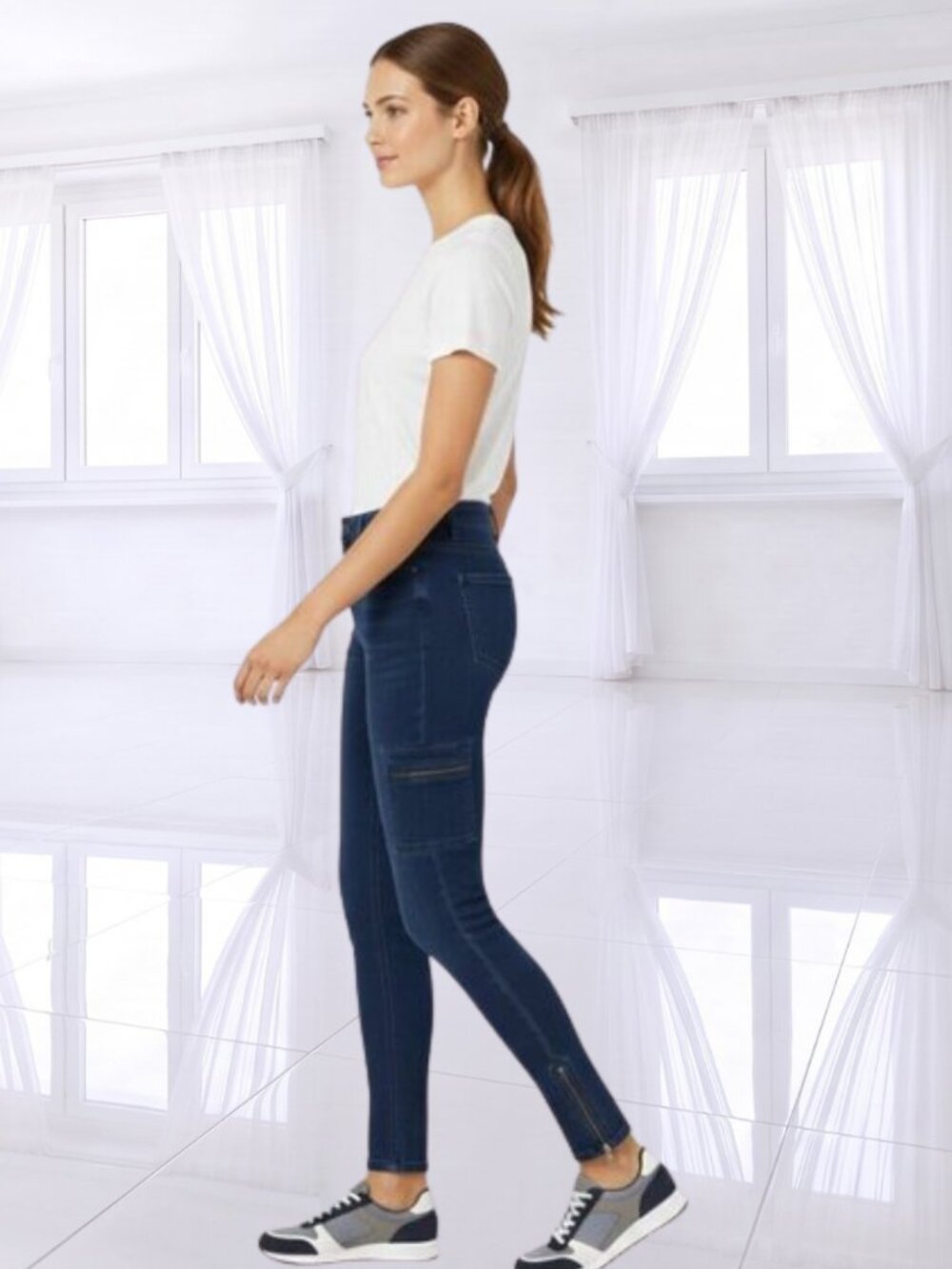DKNY Jeggings Stretch Denim Jeans With Ankle and Leg Zippers Size 2